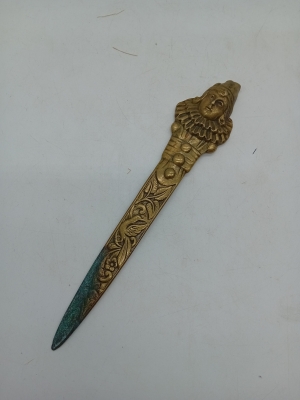 Ouvre-lettre Vintage En Laiton Sculpt&eacute;