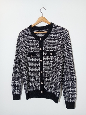 Gilet Maille Tweed&eacute;e Noir Et Blanc S