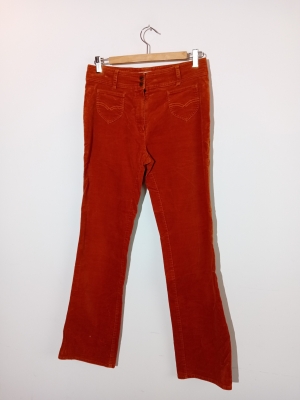 Pantalon Flare En Velours Mng Orange