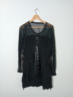 Tunique Noire Gothique Pois Baiamour Xl