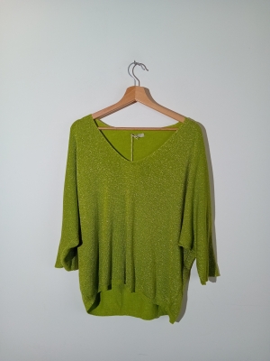 Pull L&eacute;ger Vert Pomme Paillet&eacute;