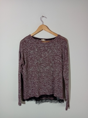 Pull L&eacute;ger Scintillant Bordeaux Dentelle Esprit