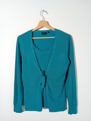 Gilet Top Turquoise Strass