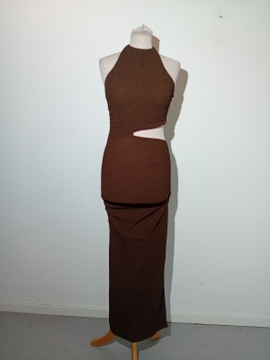 Robe Longue Maille Marron Zara
