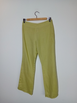 Pantalon Large En Lin Vert Promod