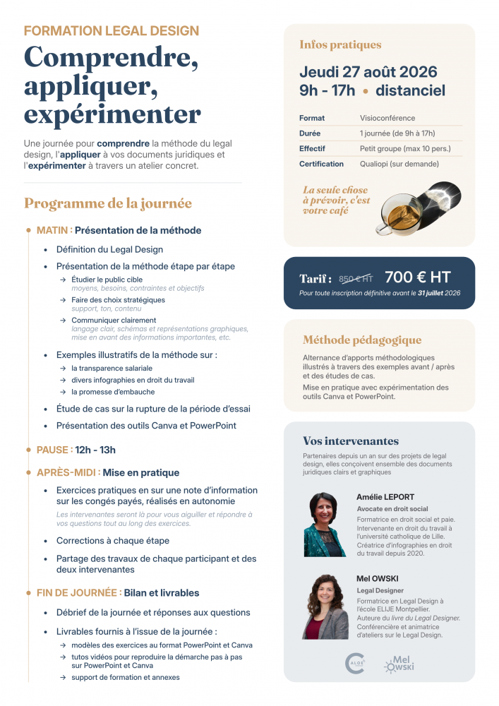 Masterclass - Formation Legal Design : comprendre, appliquer, expérimenter
