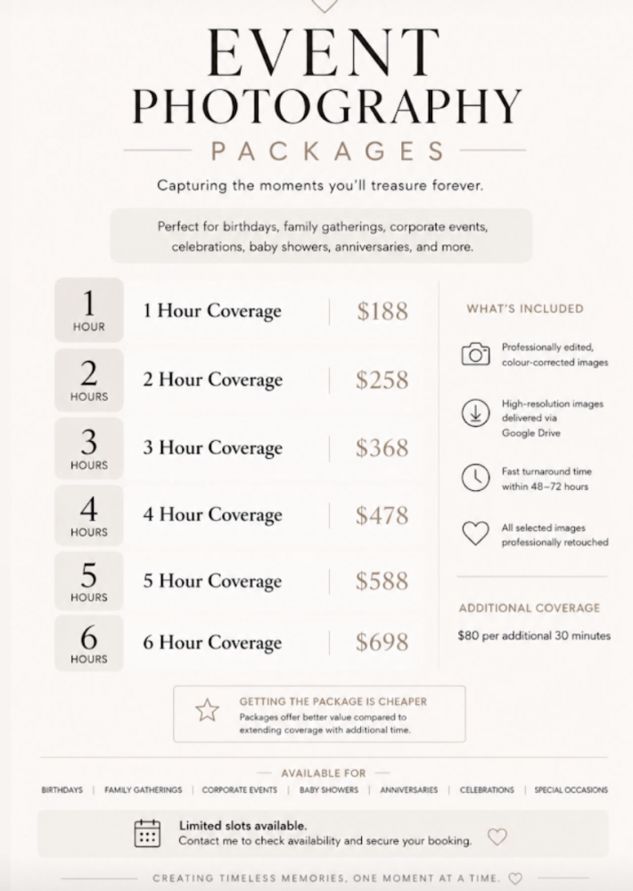 5 -Hour Event Photography Package