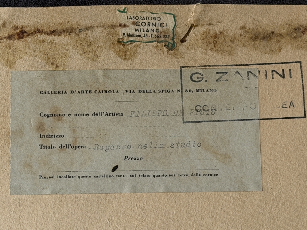 Filippo de Pisis, Bodegón, técnica mixta sobre papel, años 1950s