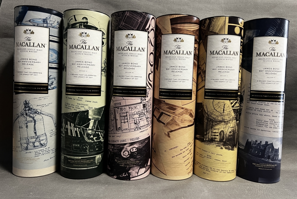  Macallan, James Bond, 60 anniversary 007, colección completa, whisky