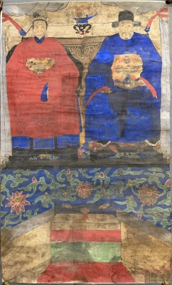 Gran retrato ancestral de pareja aristocrática, Dinastía Joseon (Corea), ca. 1750-1850
