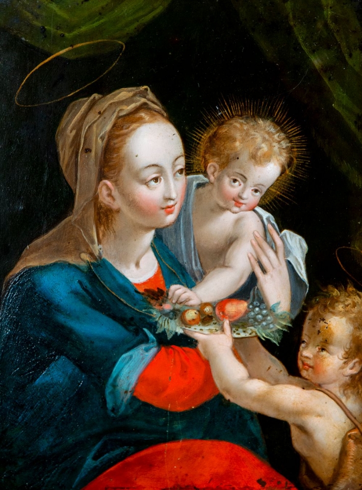 Gregorio Gamarra, Virgen con el niño Jesús y San Juanito, hacia 1607-10, óleo sobre cobre