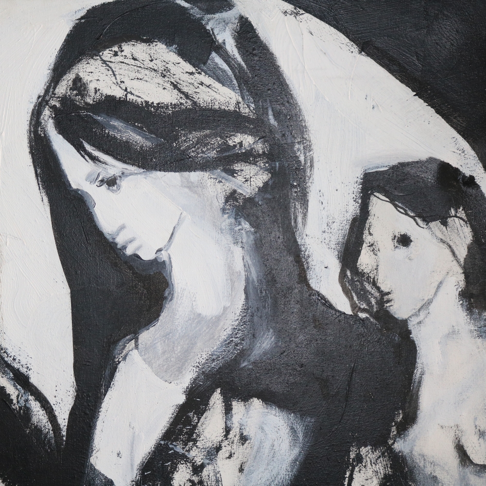 Gino Hollander (1924–2015), gran acrílico sobre lienzo, Figuras, firmado y fechado 1992