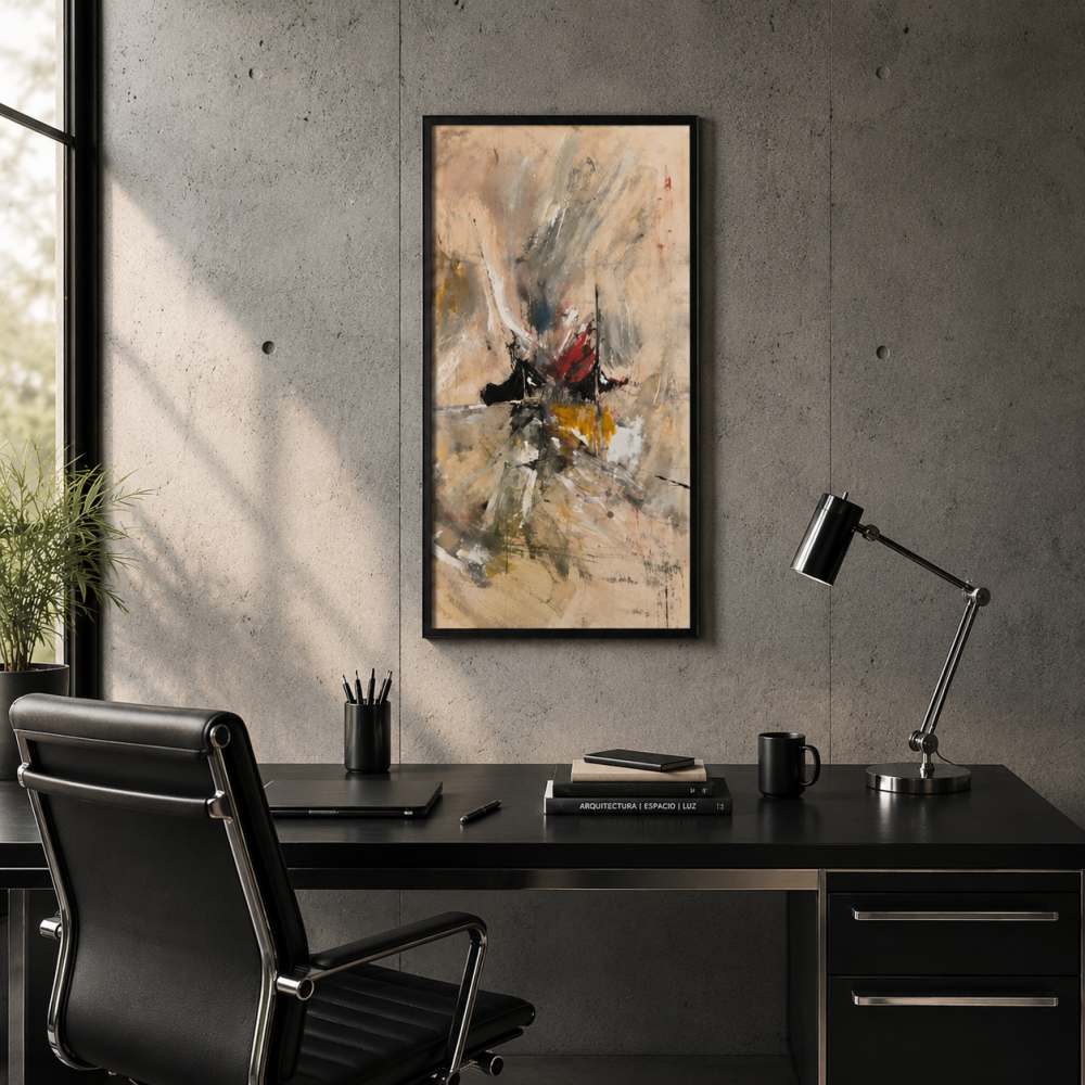 Gino Hollander (1924–2015), acrílico sobre lienzo, \"2 Veleros Abstractos\", firmado y fechado 2004
