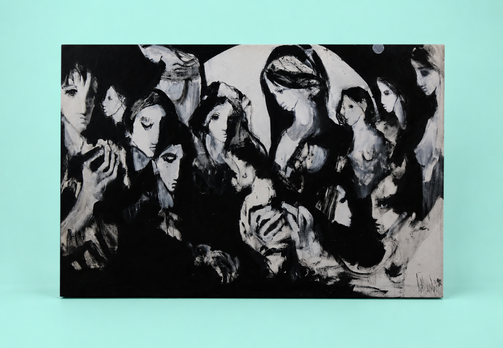 Gino Hollander (1924–2015), gran acrílico sobre lienzo, Figuras, firmado y fechado 1992