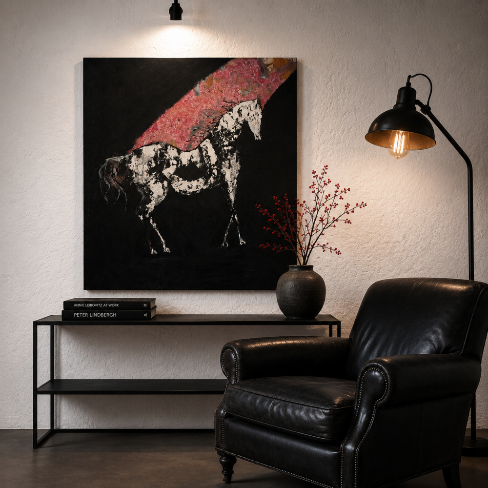 Gino Hollander (1924–2015), Caballo blanco, acrílico sobre lienzo, 2010