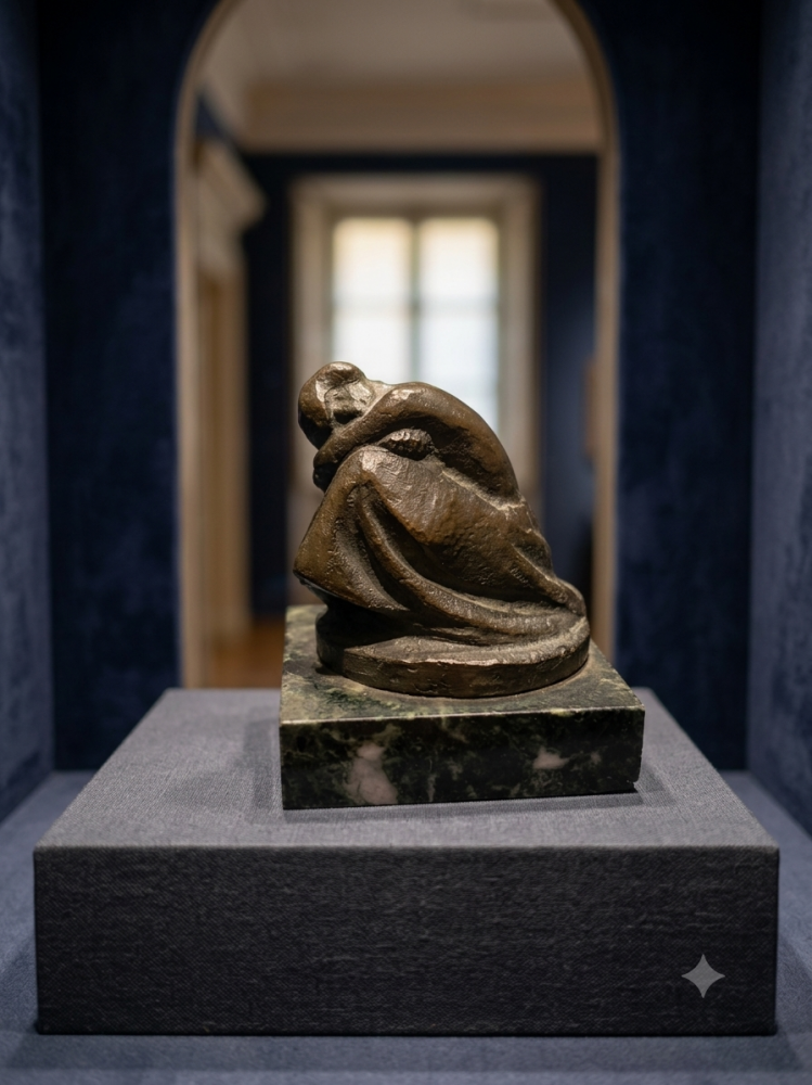 Manolo Hugué (1872-1945), Figura femenina sentada, escultura en bronce patinado, firmada