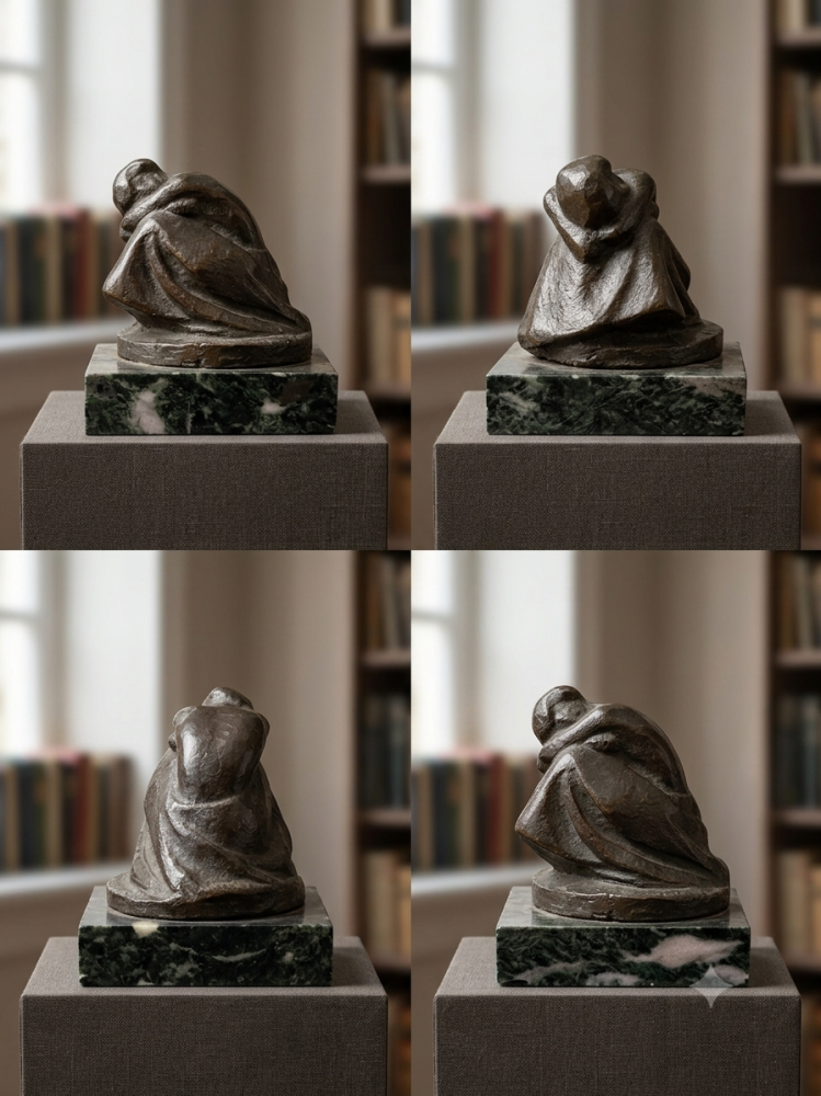 Manolo Hugué (1872-1945), Figura femenina sentada, escultura en bronce patinado, firmada