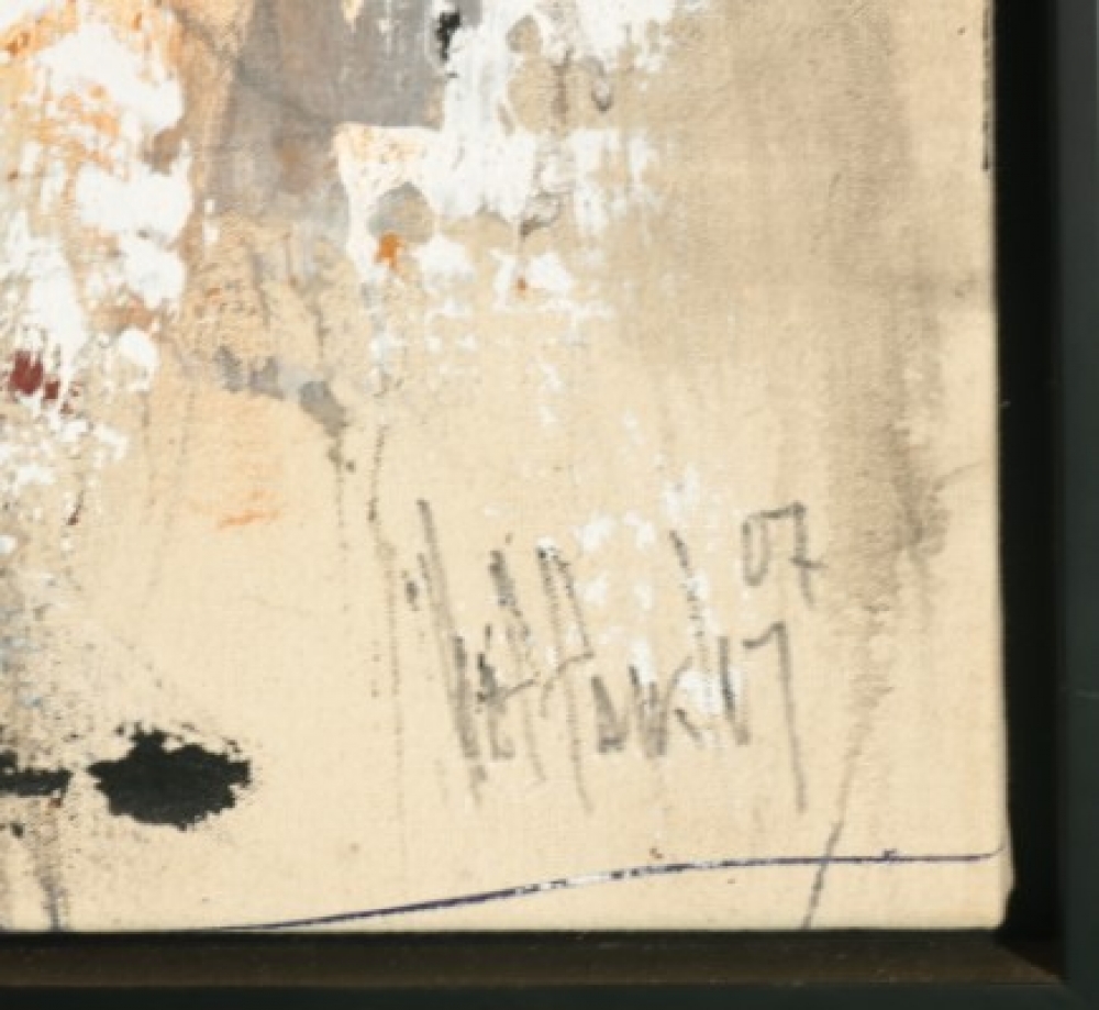 Gino Hollander (1924–2015), Pueblo abstracto, acrílico sobre lienzo, firmado y fechado 2007