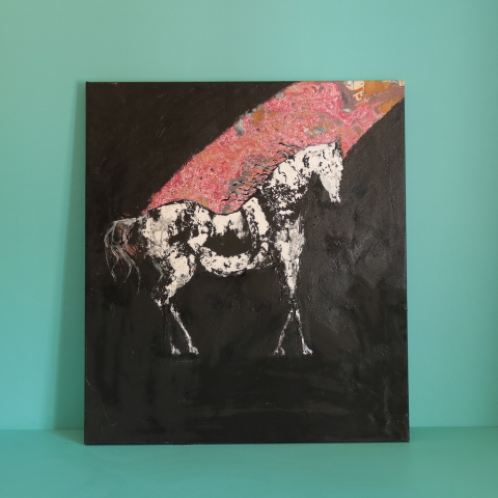 Gino Hollander (1924–2015), Caballo blanco, acrílico sobre lienzo, 2010
