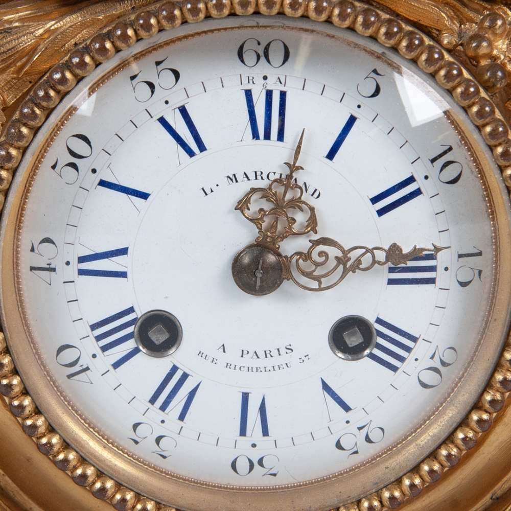 Reloj de sobre mesa, francés del siglo XIX, Leon Marchand a Paris Rue Richelieu 57