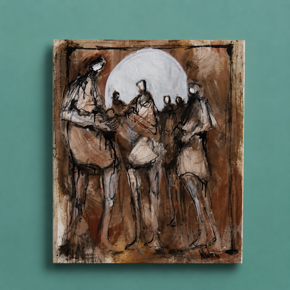 Gino Hollander (1924-2015), \"Hombres\", acrílico sobre lienzo, firmado y fechado, 1995