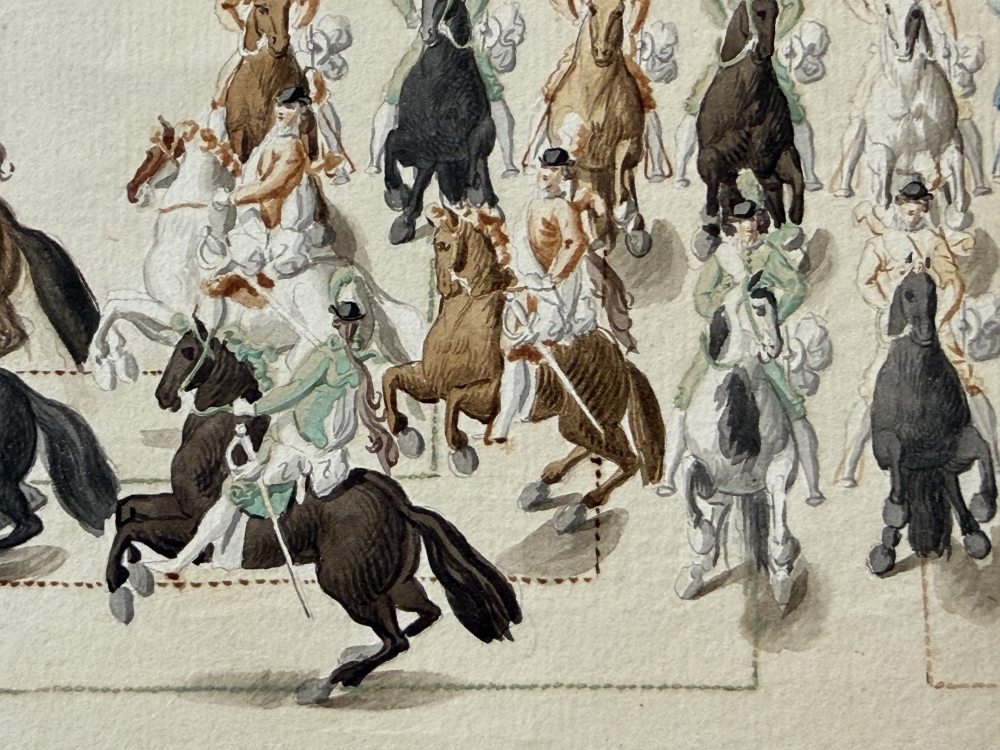 Juego de las Parejas, lápiz, aguada y tinta, coreográfica ecuestre, ca. 1785–1798