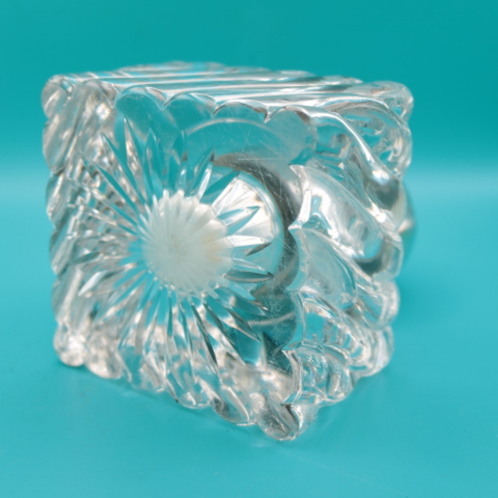 Tintero art déco sueco en cristal macizo y plata 830, Axelsons C.A.B., Estocolmo, circa 1940-1955