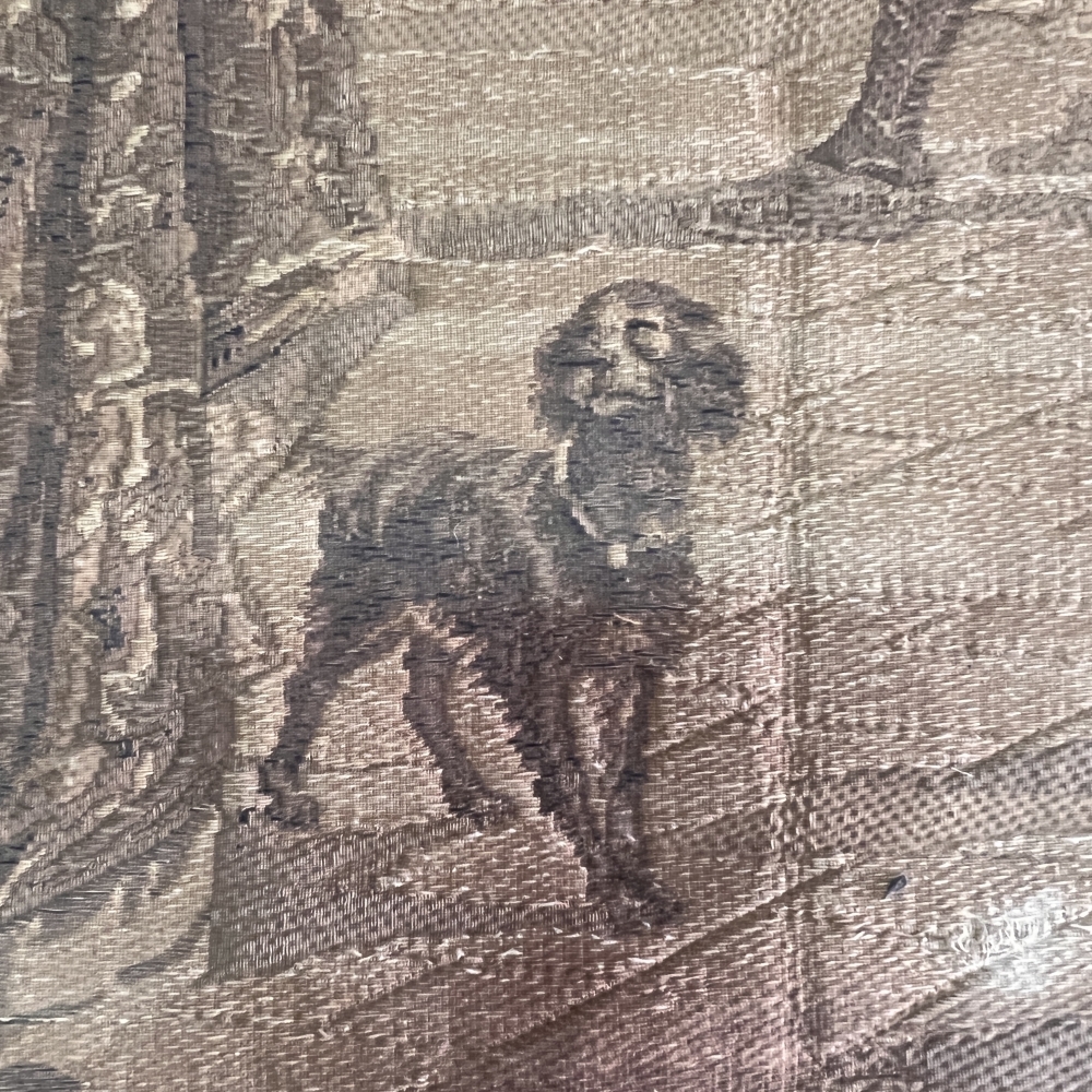 Tapiz mural jacquard antiguo del siglo XIX \"d'après Delleani\", Escena veneciana de gran formato