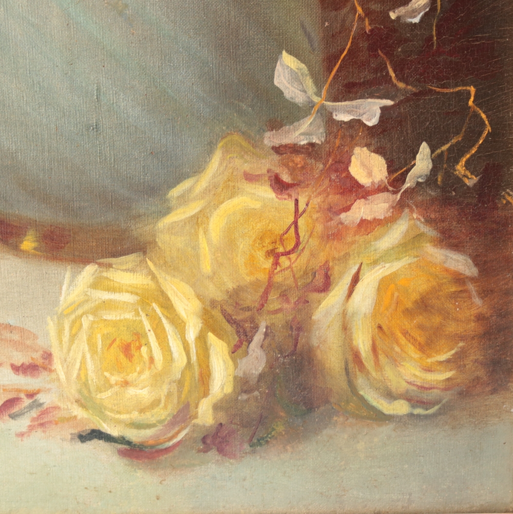 A. Goby, Rosas, escuela europea, óleo sobre lienzo, siglo XX