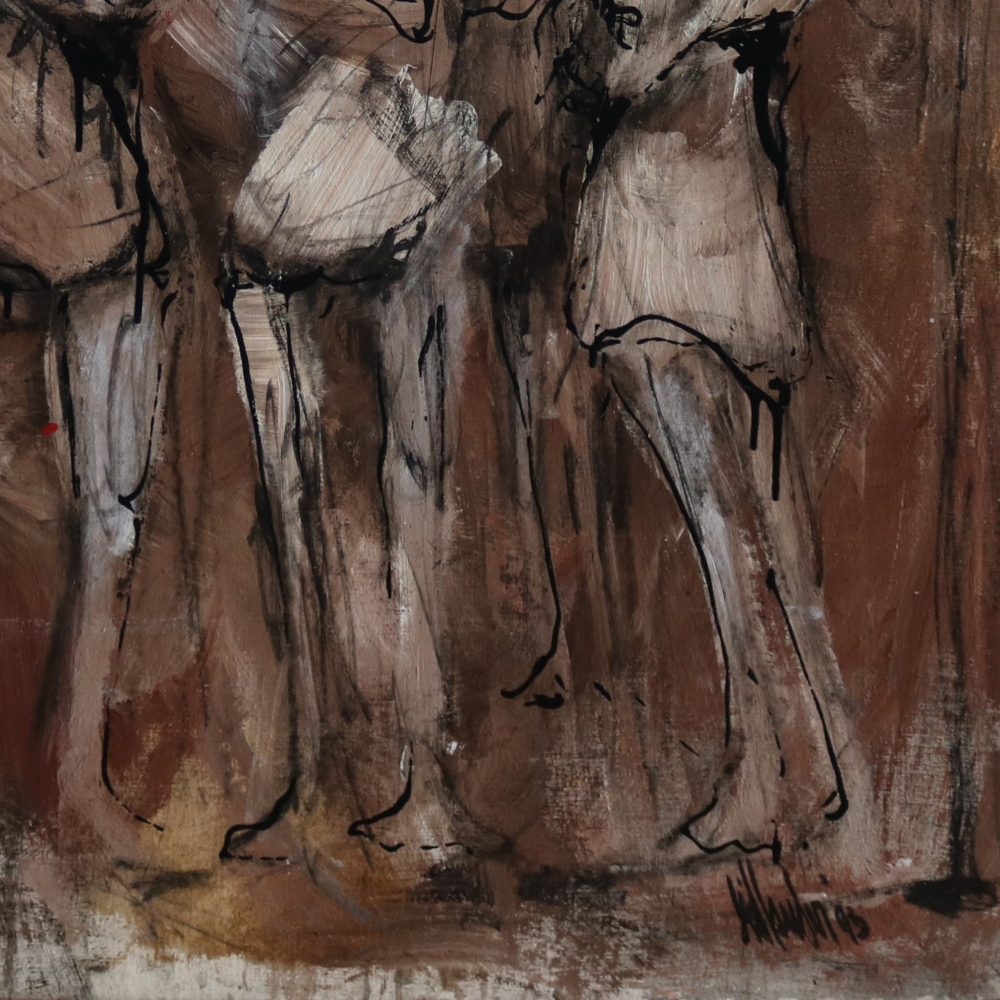 Gino Hollander (1924-2015), \"Hombres\", acrílico sobre lienzo, firmado y fechado, 1995
