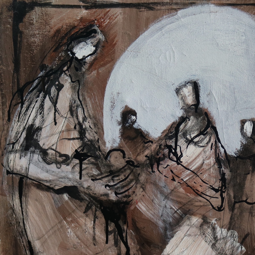 Gino Hollander (1924-2015), \"Hombres\", acrílico sobre lienzo, firmado y fechado, 1995