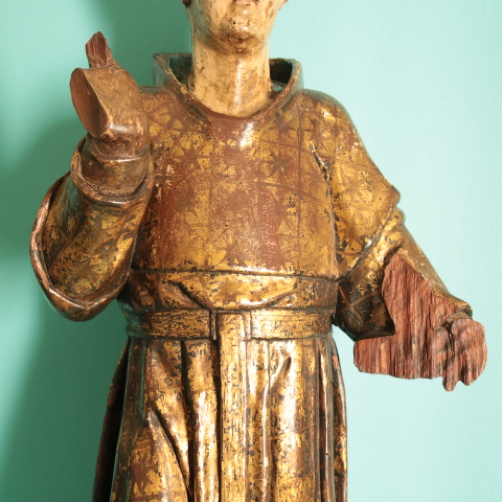 Talla de San Antonio de Padua, madera de castaño policromada y estofada, siglo XVII