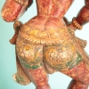 Escultura antigua india de apsara en madera policromada, siglo XIX