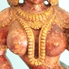 Escultura antigua india de apsara en madera policromada, siglo XIX