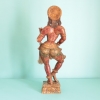 Escultura antigua india de apsara en madera policromada, siglo XIX