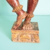 Escultura antigua india de apsara en madera policromada, siglo XIX