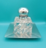 Tintero art déco sueco en cristal macizo y plata 830, Axelsons C.A.B., Estocolmo, circa 1940-1955