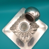 Tintero art déco sueco en cristal macizo y plata 830, Axelsons C.A.B., Estocolmo, circa 1940-1955