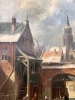 Óleo sobre tabla atribuido a Charles Leickert (1816–1907), Paisaje invernal holandés, siglo XIX