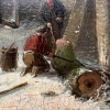 Óleo sobre tabla atribuido a Charles Leickert (1816–1907), Paisaje invernal holandés, siglo XIX