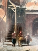 Óleo sobre tabla atribuido a Charles Leickert (1816–1907), Paisaje invernal holandés, siglo XIX