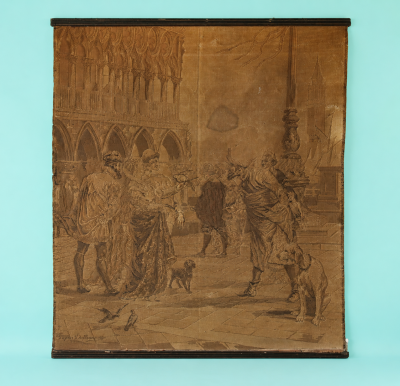 Tapiz mural jacquard antiguo del siglo XIX 