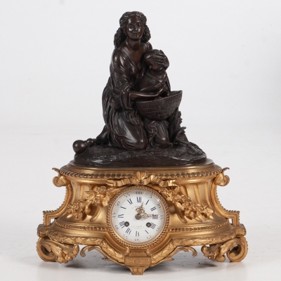 Reloj de sobre mesa, francés del siglo XIX, Leon Marchand a Paris Rue Richelieu 57