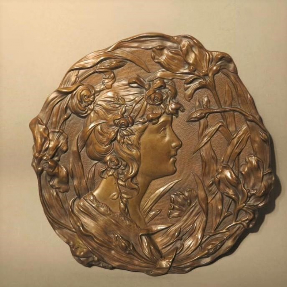 Relieve Art Nouveau de pared bronceado, 1900 - 1920