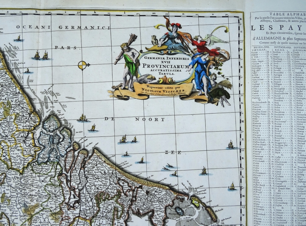 Belgica, Paises Bajos, Luxemburgo, N. Visscher, 1690, Germaniae Inferioris XVII Provinciarum Acuratissima Tabula Nuperrime edita per Nicolaum Visscher