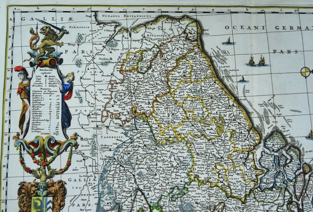 Belgica, Paises Bajos, Luxemburgo, N. Visscher, 1690, Germaniae Inferioris XVII Provinciarum Acuratissima Tabula Nuperrime edita per Nicolaum Visscher