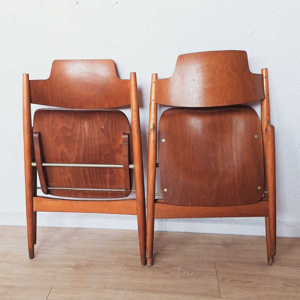 Dos sillas vintage plegables de Egon Eiermann para Wilde & Spieth, 1950 - 1960