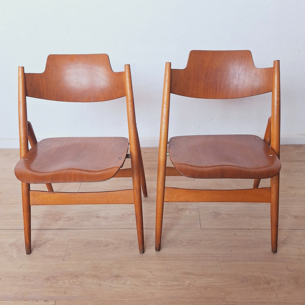 Dos sillas vintage plegables de Egon Eiermann para Wilde & Spieth, 1950 - 1960