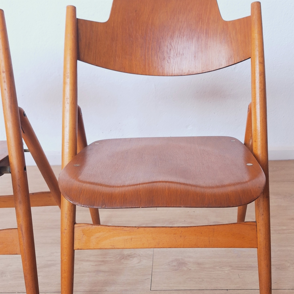 Dos sillas vintage plegables de Egon Eiermann para Wilde & Spieth, 1950 - 1960