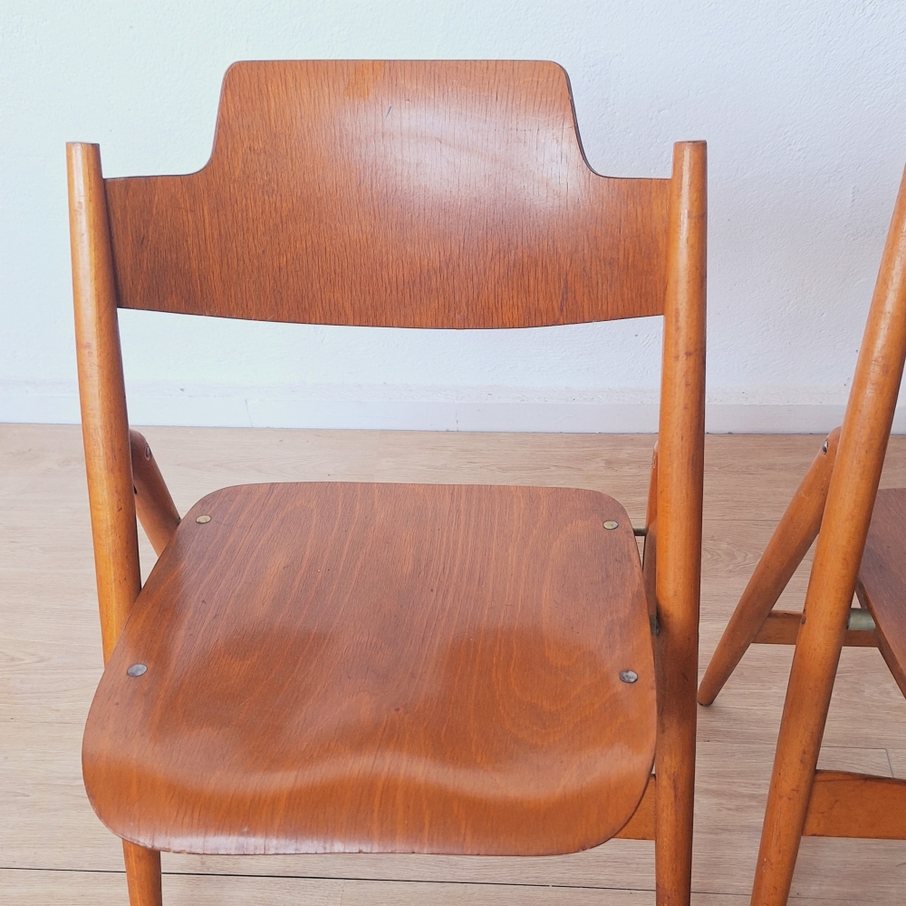 Dos sillas vintage plegables de Egon Eiermann para Wilde & Spieth, 1950 - 1960